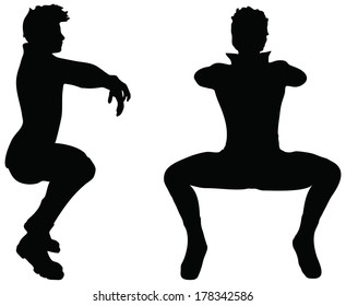 EPS 10 Vector of man silhouette in Sitting position on white background