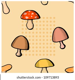 Eps 10 vector mushroom seamless pattern