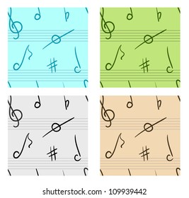 Eps 10 vector music seamless pattern set. Four different variants