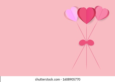 EPS 10 vector. Paper cut hearts with copy space. Valentines day concept.