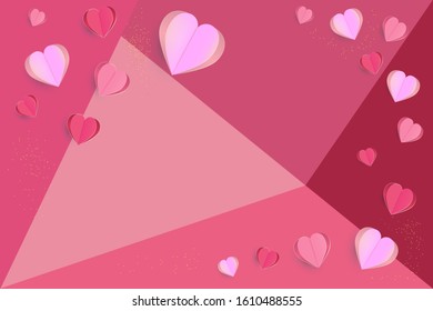 EPS 10 vector. Paper cut hearts with copy space. Valentines day concept.