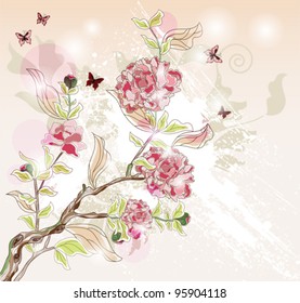 EPS 10 vector - peony branch with space for text