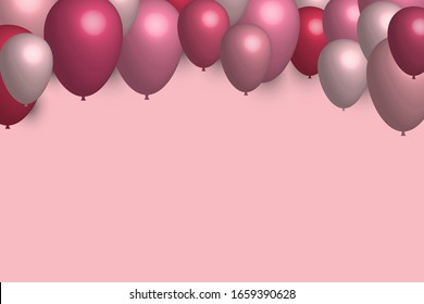 EPS 10 vector. Pink balloons with copy space. Good banner for celebration or sale.