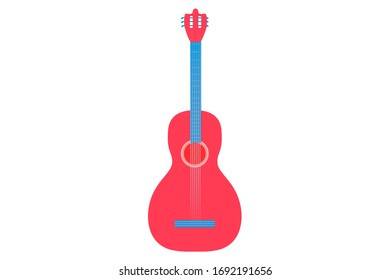 EPS 10 vector. A pink guitar isolated on white background.