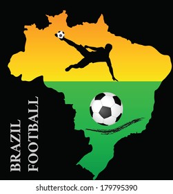 EPS 10 vector of poster of brazil map flag soccer football