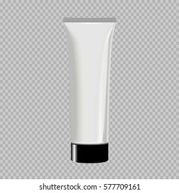 eps 10 vector realistic cosmetics tube package isolated on transparent background. Graphic illustration design element mock up. Template for advertising, design, web and print. Mass production tare
