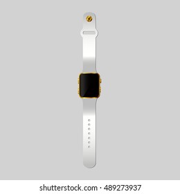 eps 10 vector realistic smart watch isolated on gray background. Add your company nam or logo
