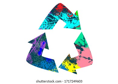 Vector EPS 10. Signo de reciclaje hecho con hojas en diferentes colores. 