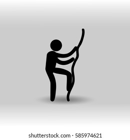 eps 10 vector Rock Climbing sport icon. Summer sport activity pictogram for web, print, mobile. Black athlete sign isolated on gray. Hand drawn competition symbol. Graphic design clip art element