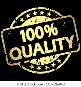 EPS 10 vector with round golden colored grunge stamp with banner and text 100% quality