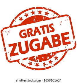 EPS 10 vector with round red colored stamp with banner and text free addition (in german)