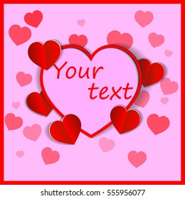 eps 10 vector Saint Valentines Day greeting card. Graphic paper effect 3d design heart. Feast day of Saint Valentine postcard. Celebration of love, affection and passion. World holiday. Add your text
