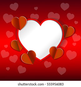 eps 10 vector Saint Valentines Day greeting card. Graphic paper effect 3d design heart. Feast day of Saint Valentine postcard. Celebration of love, affection and passion. World holiday. Add your text