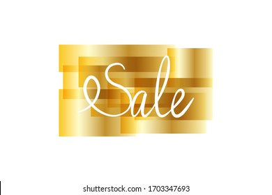 EPS 10 vector. Sale emblem with golden bright luxury design.