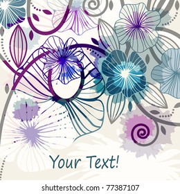 eps 10, vector, seamless background with abstract flowers and blots, space for your text