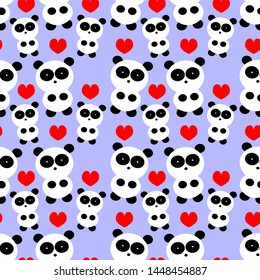 EPS 10 vector. Seamless pattern with kawaii panda.