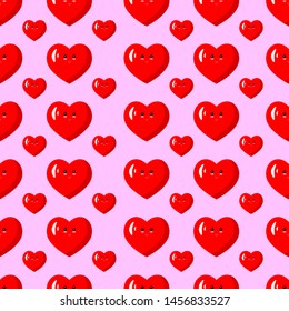 EPS 10 vector. Seamless pattern with kawaii hearts.