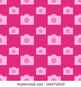 EPS 10 vector. Seamless pattern with pink cute camera.