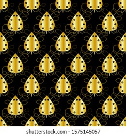 EPS 10 vector. Seamless pattern with golden leaves.
