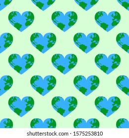 EPS 10 vector. Seamless pattern with earth in a shape of heart.