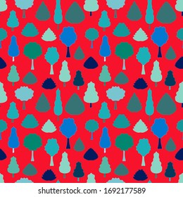 EPS 10 vector. Seamless pattern with trendy colored trees.