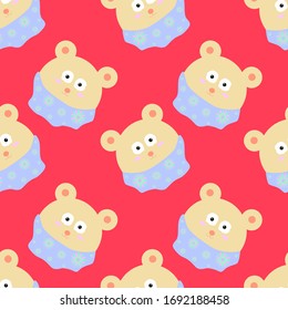 EPS 10 vector. Seamless pattern with cute bear face.