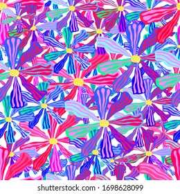 EPS 10 vector. Seamless pattern with hand drawn flowers made with trendy colors.	