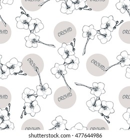 EPS 10 vector seamless pattern with orchid branch. Pattern for invitation. post card, wallpaper, flyers, prints, scrapbooking paper. 