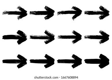 EPS 10 vector. A set of flat designed black grunge arrows. Good for projects.