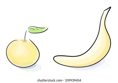 Eps 10 vector set of fruits, apple and banana