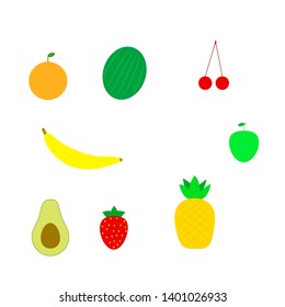 EPS 10 vector. Set of fruits isolated on white background.