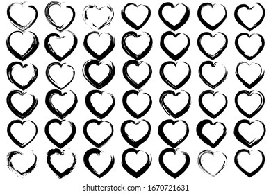 EPS 10 vector. Set of grunge black hearts. Good for projects.