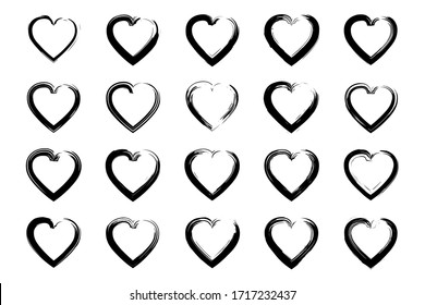 EPS 10 vector. Set of grunge black hearts. Good for projects.