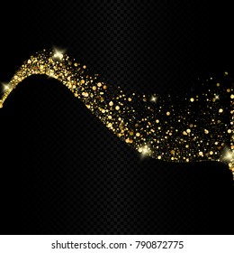 Eps10 Vektor glänzend glitzernder Konstract-Welle einzeln auf dunkeltransparentem Hintergrund