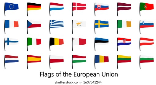 EPS 10 vector showing a collection of european union flags