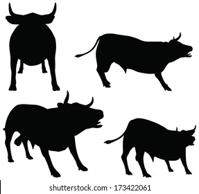 EPS 10 vector silhouettes of cattle collection in protest position