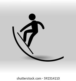 eps 10 vector Snowboard halfpipe sport icon. Winter sport activity pictogram for web, print, mobile. Black athlete sign isolated on gray. Hand drawn competition symbol. Graphic design clip art element