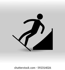 eps 10 vector Snowboard Parallel Giant Slalom sport icon. Winter sport activity pictogram for web, print. Black athlete sign isolated on gray. Hand drawn competition symbol. Graphic design clip art