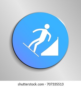 eps 10 vector Snowboard Parallel Giant Slalom icon. Winter sport activity pictogram for web, print. White athlete sign isolated on blue button. Hand drawn competition symbol. Graphic design clip art