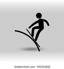 eps 10 vector Snowboard Slopestyle sport icon. Winter sport activity pictogram for web, print, mobile. Black athlete sign isolated on gray. Hand drawn competition symbol. Graphic design clip art