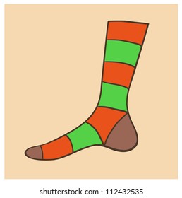 Eps 10 vector sock illustration in subdued warm vintage tints