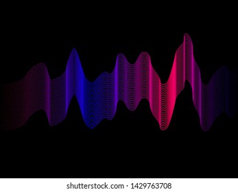 EPS 10 vector. Sound waves on black background. Music concept.