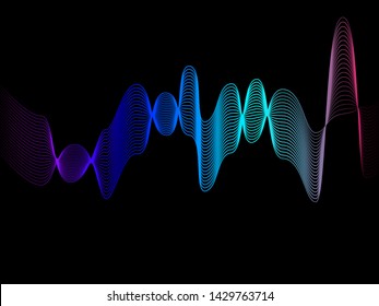 EPS 10 vector. Sound waves on black background. Music concept.