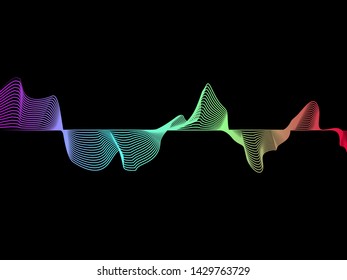 EPS 10 vector. Sound waves on black background. Music concept.