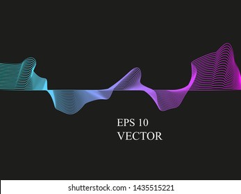 EPS 10 vector. Sound waves on black background. Music concept.