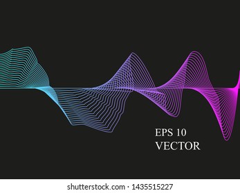 EPS 10 vector. Sound waves on black background. Music concept.
