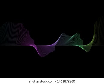 EPS 10 vector. Sound waves on black background. Music concept.