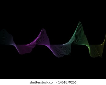 EPS 10 vector. Sound waves on black background. Music concept.