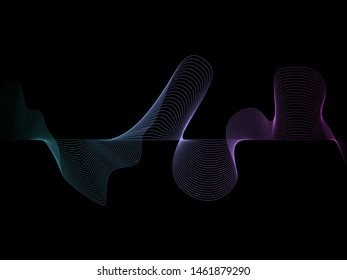 EPS 10 vector. Sound waves on black background. Music concept.