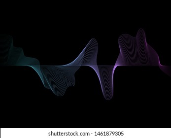 EPS 10 vector. Sound waves on black background. Music concept.